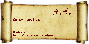 Auer Anina névjegykártya